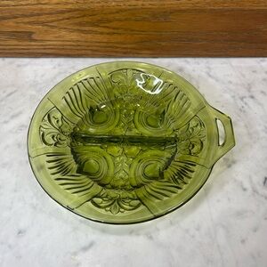 vintage Indiana Glass Killarney avocado green divided relish dish